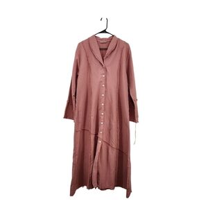 Homefrocks Women's Cotton Pique Raw Edges Peasant Style Maxi Dress - M